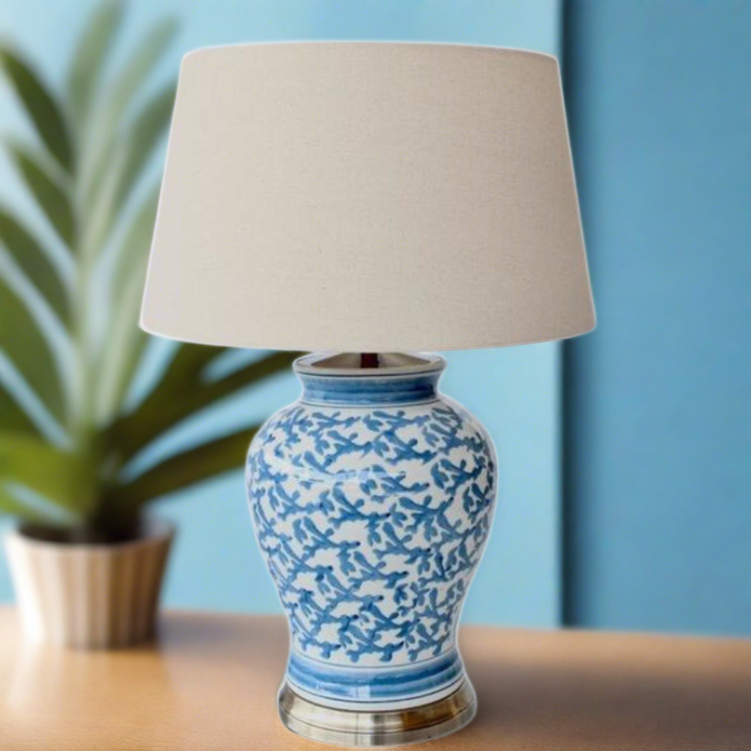 BLUE CORAL DESIGN LAMP BASE WITH SHADE 73X50CM