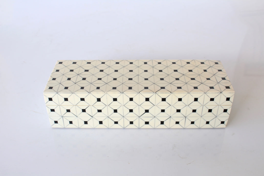 RECT. GEOMETRIC BONE BOX OBLONG 8X30.5X10.5CM