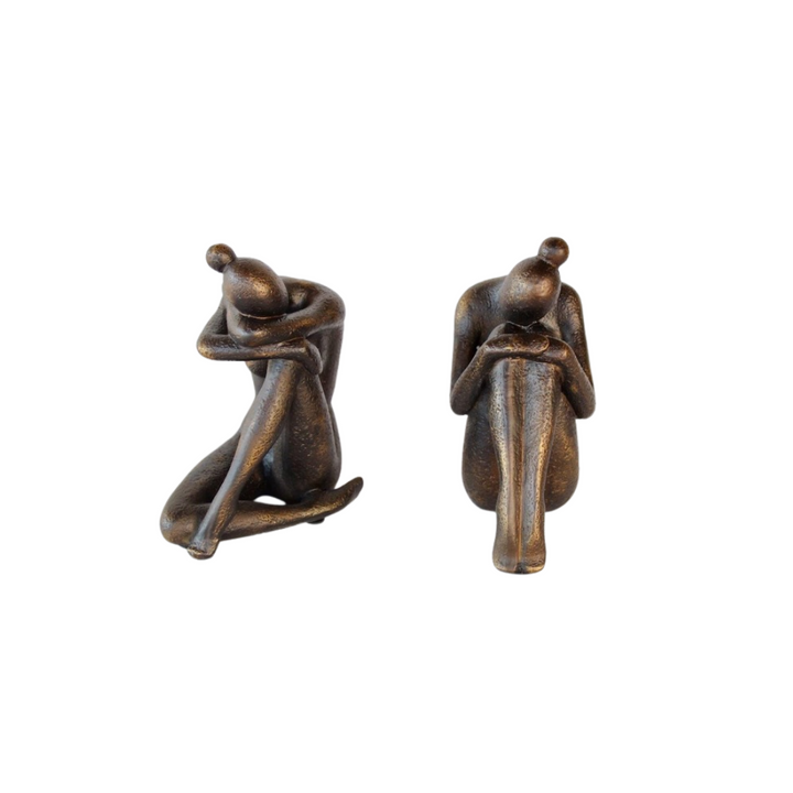 BRONZE COLOUR LADY BOOK ENDS 19X14X10CM