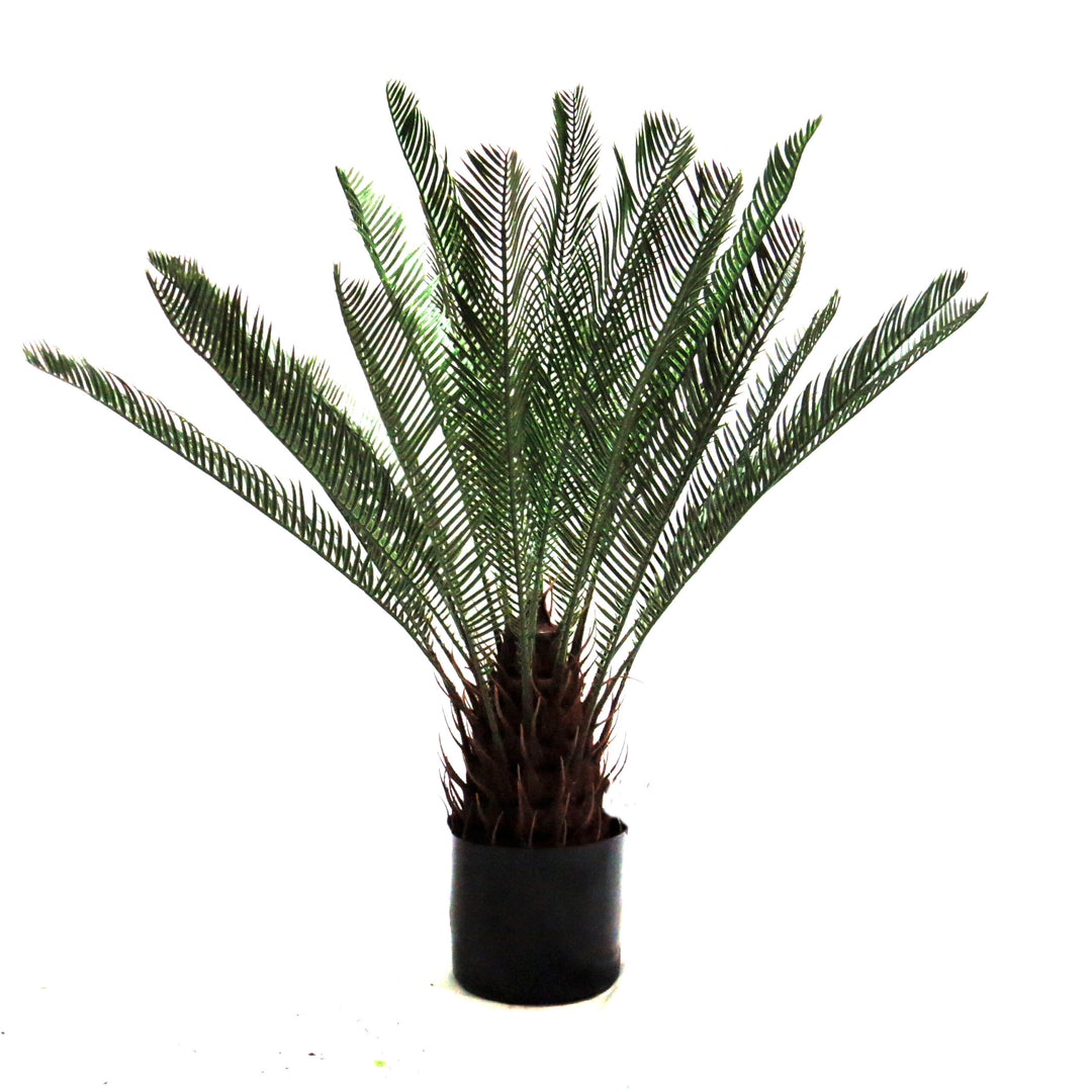 This 66cm high Cycad boasts 24 beautifully constructed and well-coloured leaves, designed to replicate a mature plant. The realistic trunk showcases all previous growth points, adding to its authenticity. Perfectly potted in a weighted pot, it makes for a gorgeous addition to any home or office-UNIQUE INTERIORS