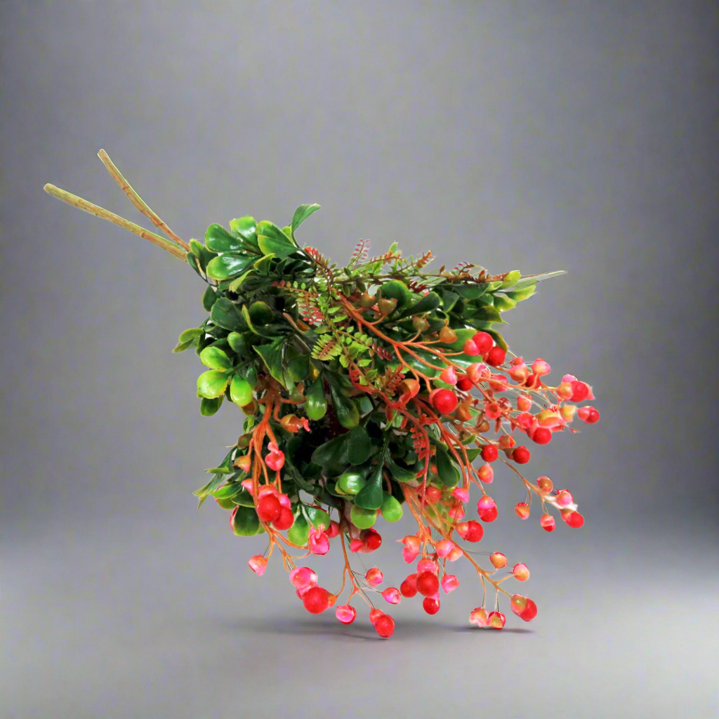 Beauty Berry Bunch - Elevate Your Space with Timeless Elegance

Add a touch of natural beauty to your home or office with the breathtaking Beauty Berry Bunch! This stunning 44cm arrangement boasts delicately shaded pink berries, lush green leaves, and tiny ferns, expertly crafted with high-quality artificial materials to ensure a flawless display.