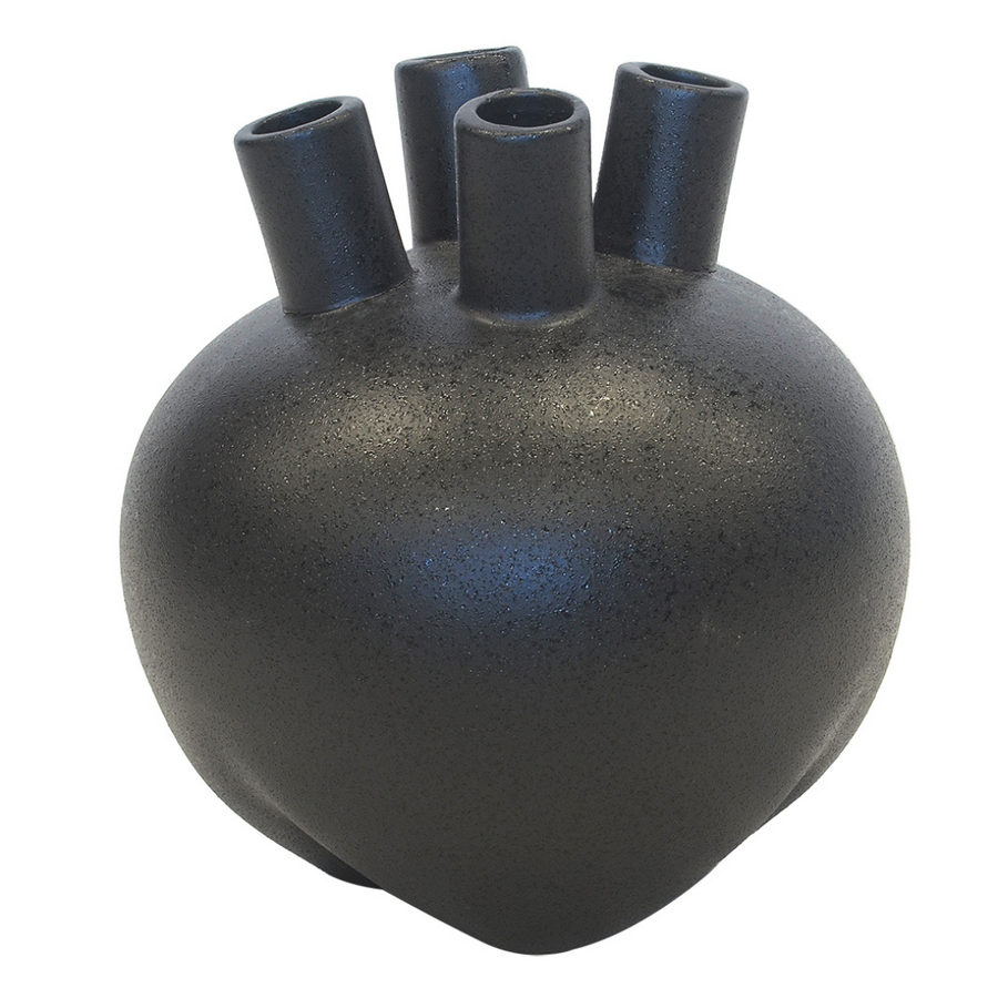 Expertly crafted, the Ceramic Funnel Vase Black boasts a sleek, modern design that adds a touch of sophistication to any room. Measuring 26cm in height and 24cm in diameter, this vase is the perfect size for showcasing your favorite flowers or greenery. Made of high-quality ceramic, it is both durable and stylish.