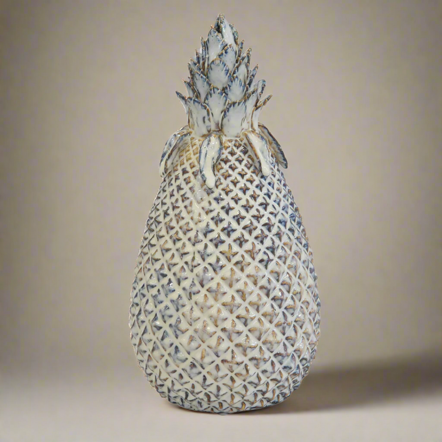 Ceramic Capri Pineapple Large  Size  42CM (H) X 16CM (D)  White Decor New Arrivals  Unique Interiors