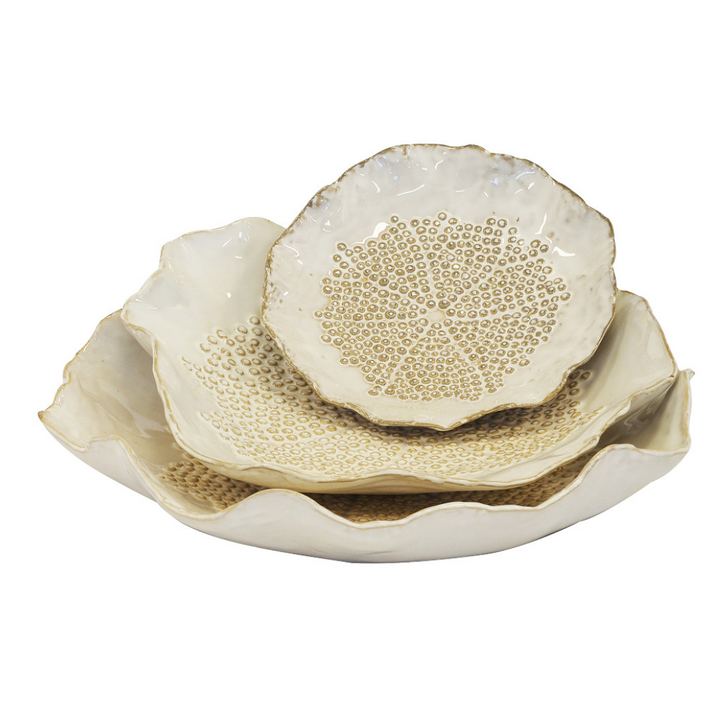 Ceramic Petal Plate White Set of 3
Bring elegance and whimsy to your home with this exquisite set of 3 ceramic petal plates, expertly crafted to add a touch of uniqueness and beauty to any interior space.
Design Features:
Set of 3 plates in graduated sizes:
Large: 28cm x 28cm
Medium: 25cm x 25cm
Small: 17cm x 17cm
Delicate flower petal shape adds a romantic, whimsical touch
Pure off white ceramic finish provides a clean, elegant backdrop
