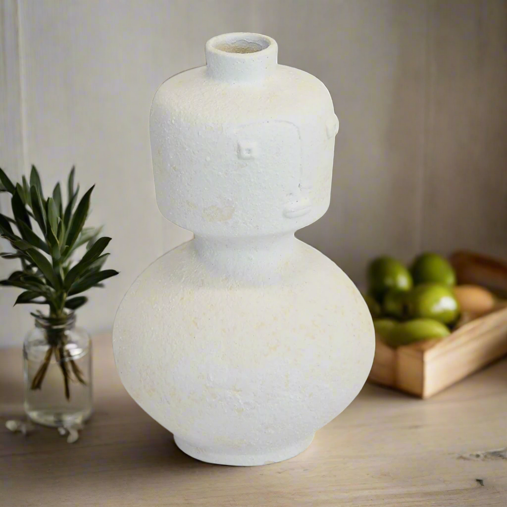 Ceramic face vase white