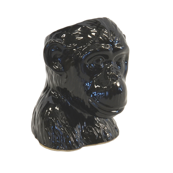 Ceramic monkey head black  Size  16CM (H) X 15CM (D)  Ceramic porcelain decor planter pot.  Unique Boys