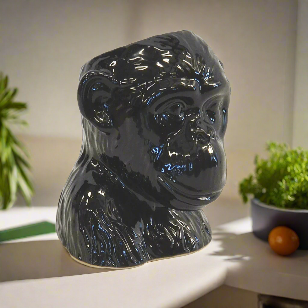 Ceramic monkey head black