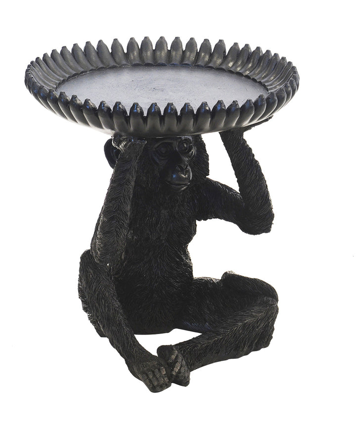 Resin monkey banana bowl black large