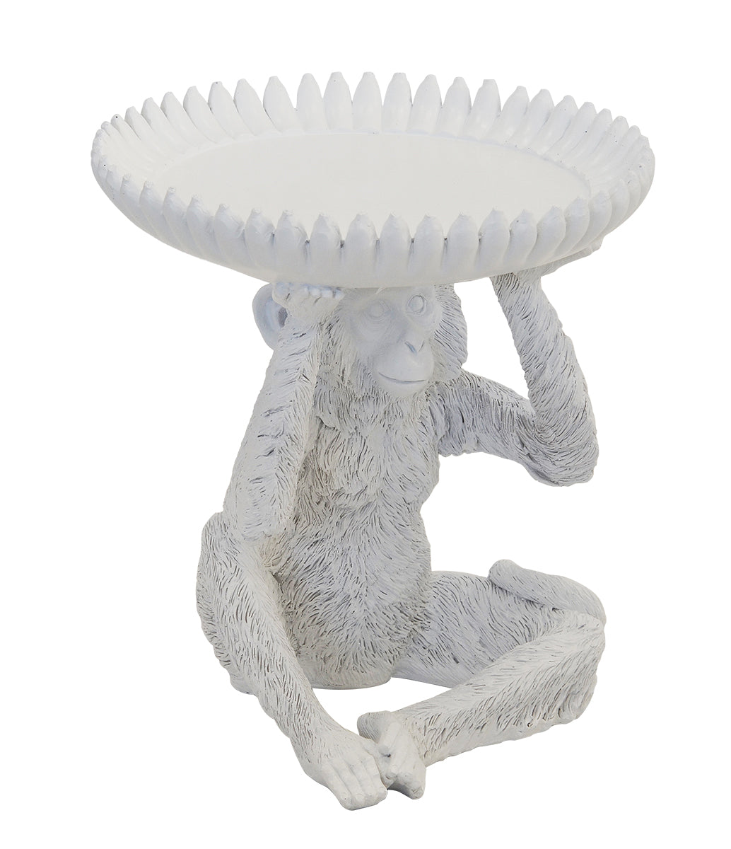 Resin monkey banana bowl white large