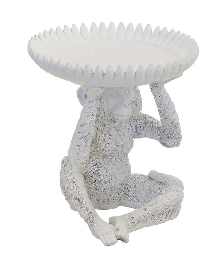 Resin monkey banana bowl white large