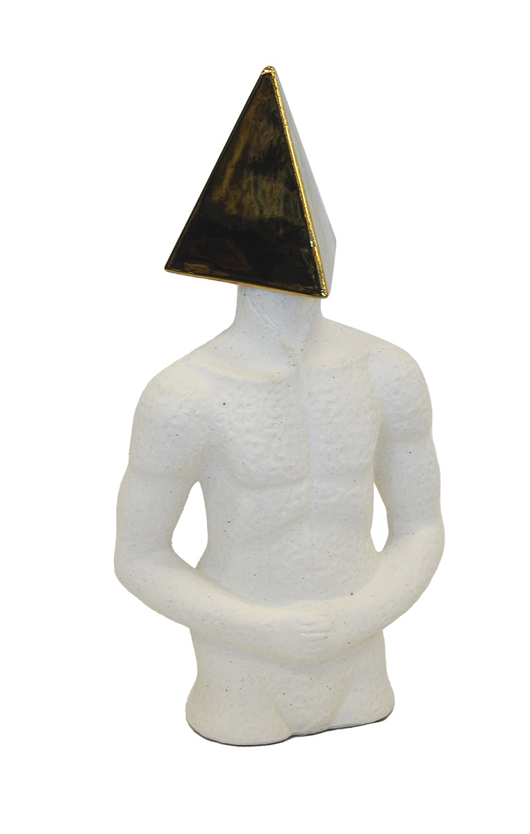 CERAMIC FIGURINE TRIANGLE HEAD (35CM H)