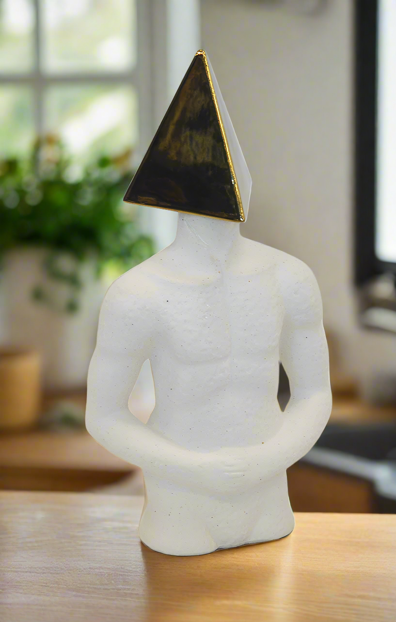 CERAMIC FIGURINE TRIANGLE HEAD (35CM H)