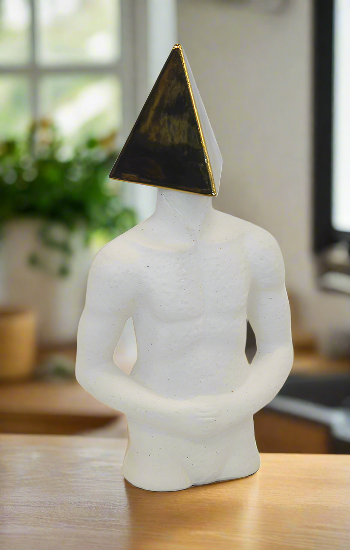 CERAMIC FIGURINE TRIANGLE HEAD (35CM H)