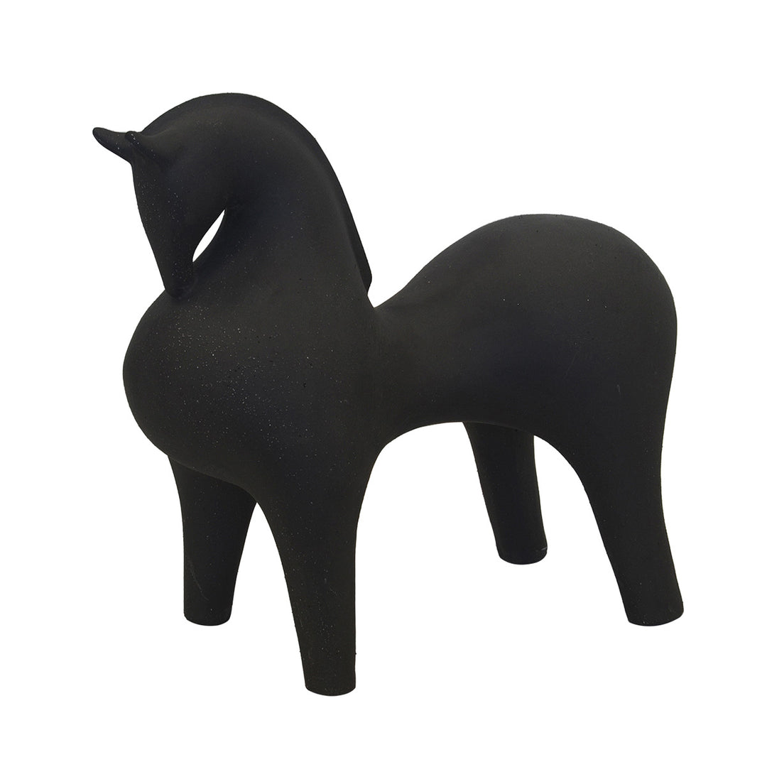 CERAMIC HORSE STATUE GREY (36CM X 40CM X 20CM)