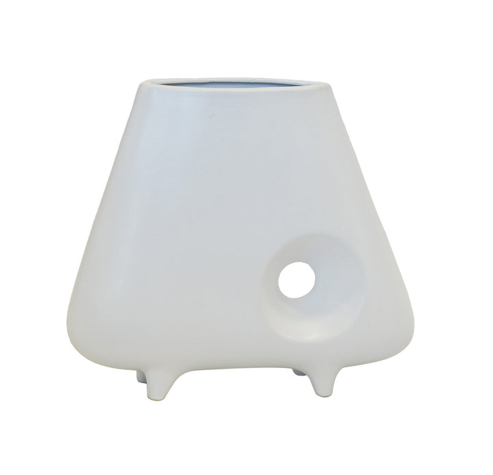 CERAMIC HOLE VASE WHITE (28CM (H) X 32CM)