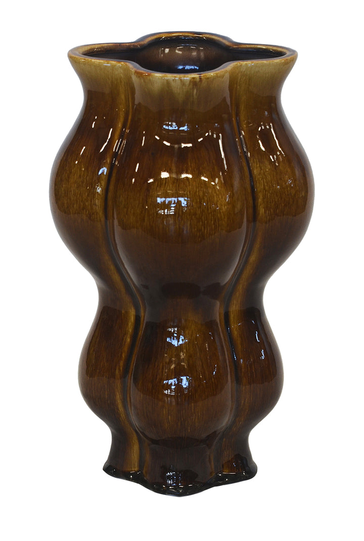 CERAMIC OSAKA VASE BROWN (37CM H)