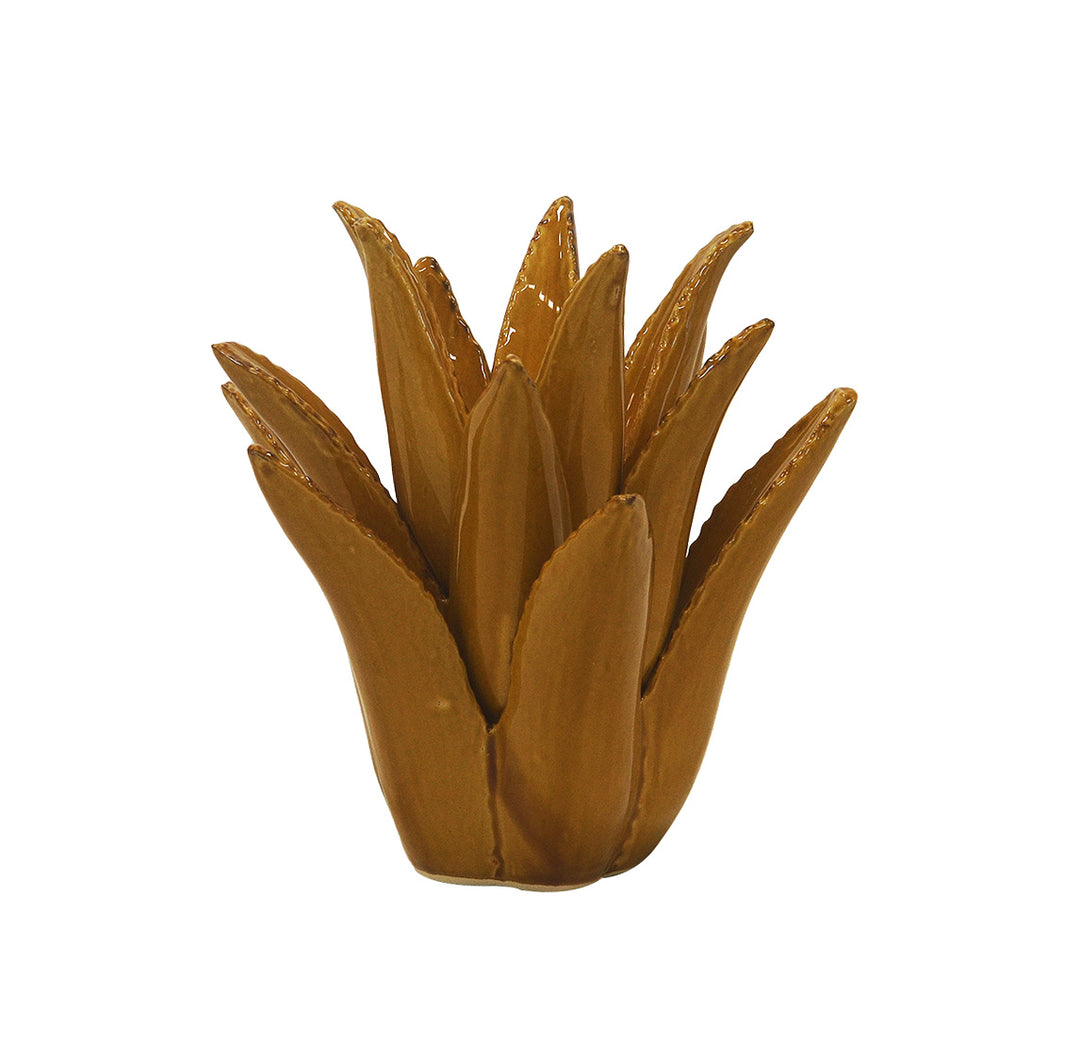 CERAMIC SPIKED ALOE MUSTARD SMALL