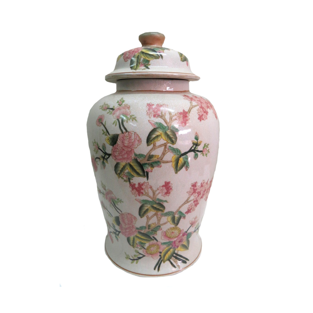 Add a Touch of Floral Elegance with the Eufloria Ginger Jar
Elevate your home decor with the stunning Eufloria ginger jar, featuring a beautiful hand-painted floral design that adds a fresh, natural touch to any room.
Intricate Details and Texture
The Eufloria ginger jar boasts intricate details that lend texture and dimension to your interior decor. Its high-gloss enamel finish adds a touch of luxury and sophistication, perfect for a traditional yet modern design.