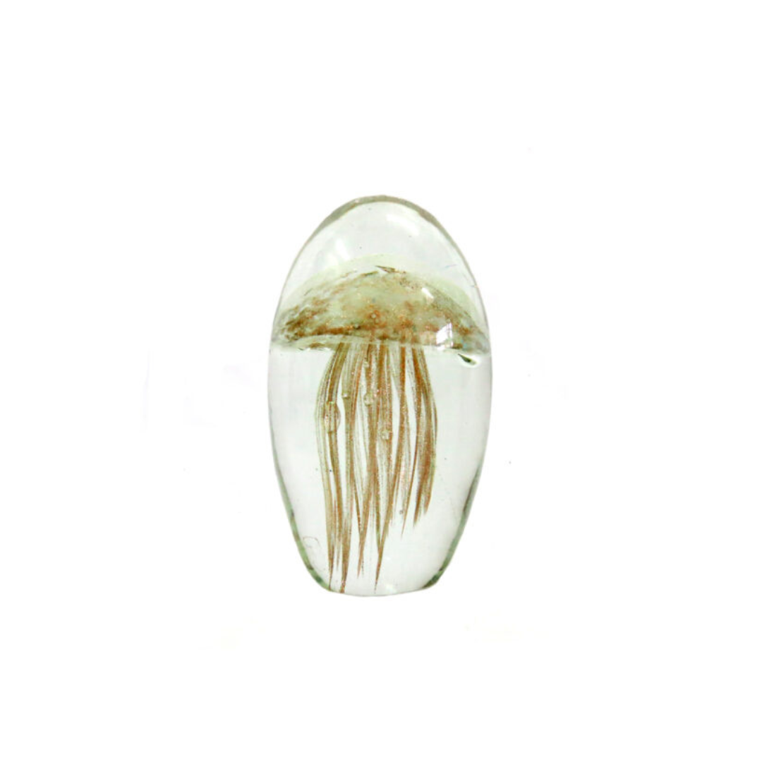 Octo Decorative Piece
Add a Touch of Underwater Magic to Your Space!
The Octo 12cm is a breathtakingly beautiful, handmade clear glass decorative piece that stands at 12cm. Adorned with a stunning jellyfish shape in frosted gold and spun copper tentacles, this piece is truly a sight to behold.