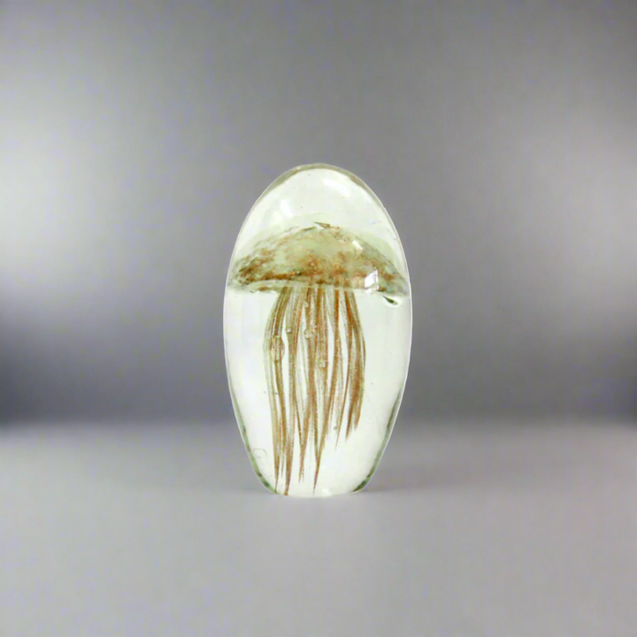 Octo Decorative Piece
Add a Touch of Underwater Magic to Your Space!
The Octo 12cm is a breathtakingly beautiful, handmade clear glass decorative piece that stands at 12cm. Adorned with a stunning jellyfish shape in frosted gold and spun copper tentacles, this piece is truly a sight to behold.