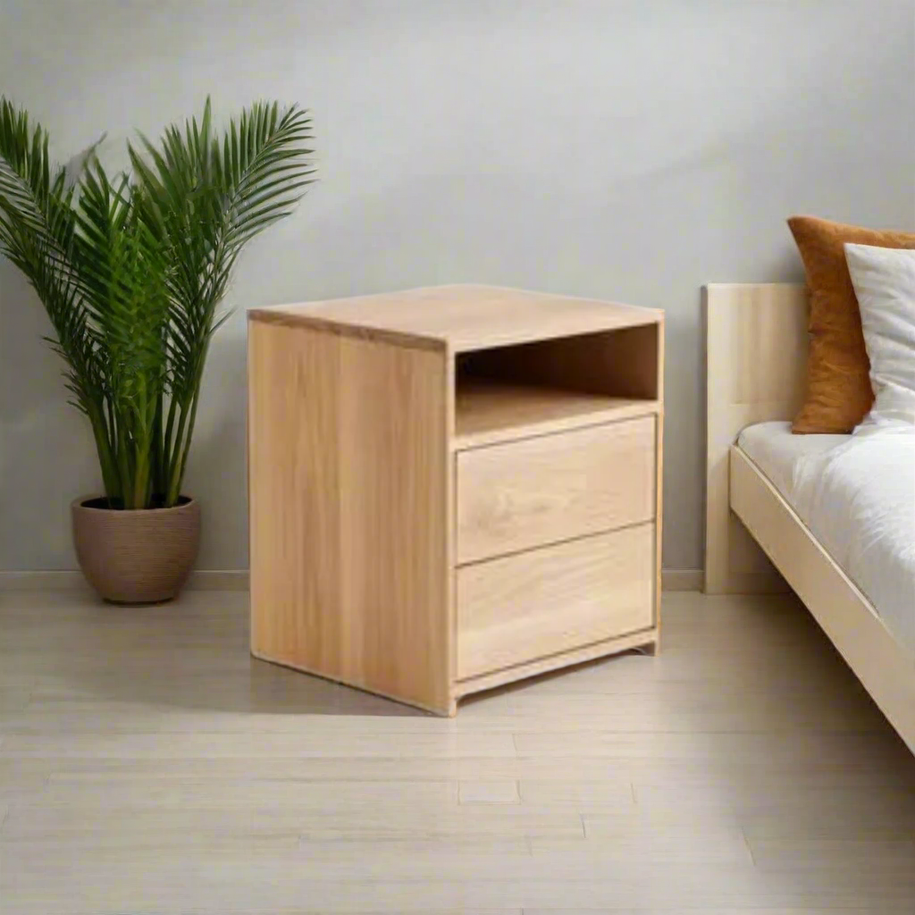 Karoi Oak Pedestal

Elevate Your Bedroom with Style and Functionality
Introducing our sleek Karoi Oak Pedestal 2-Drawer Bedside Pedestal, expertly crafted with high-quality sealants and finishes. Perfect for any bedroom, its compact dimensions (500W x 500D x 600H) provide ample storage without compromising on style.
Key Features: