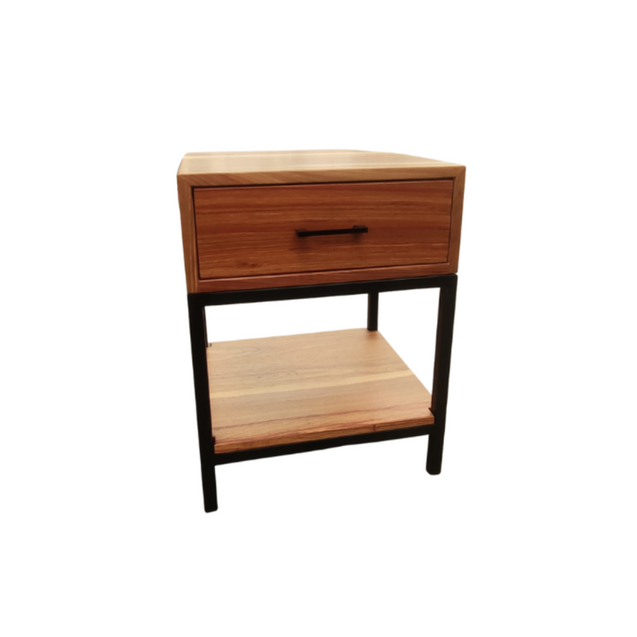 Kiaat Bedside Pedestal with 1 Drawer and Shelf
Elevate your bedroom with our stunning Kiaat bedside pedestal, featuring a single drawer and shelf on a metal frame.
Product Specifications