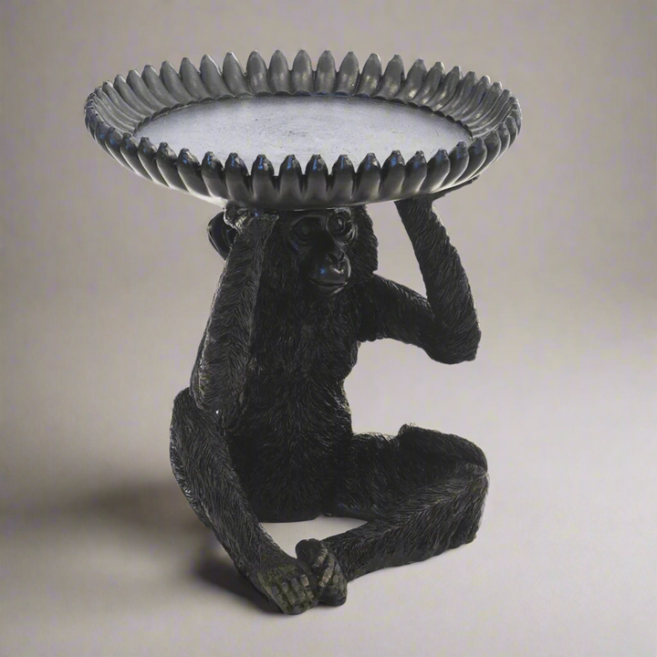 Resin monkey banana bowl black large