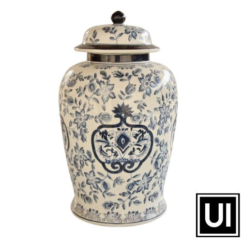 This 40x22cm Large Blue Flower Ginger Jar from our ceramic decor range adds a unique touch to any home. Featuring vivid colors and fine details, this jar is sure to become a standout feature in your living space. An attractive and timeless piece for any interior, it's sure to be admired by all.  Lovely colors and such depth in design