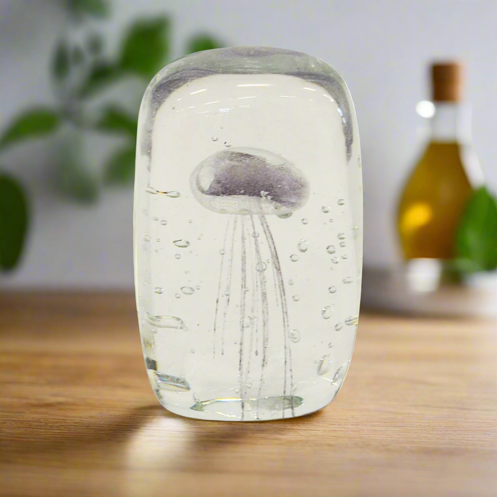 Paperweight jellyfish 12cm square lilac