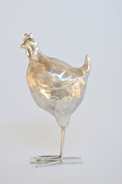 SILVER HEN 28X14CM