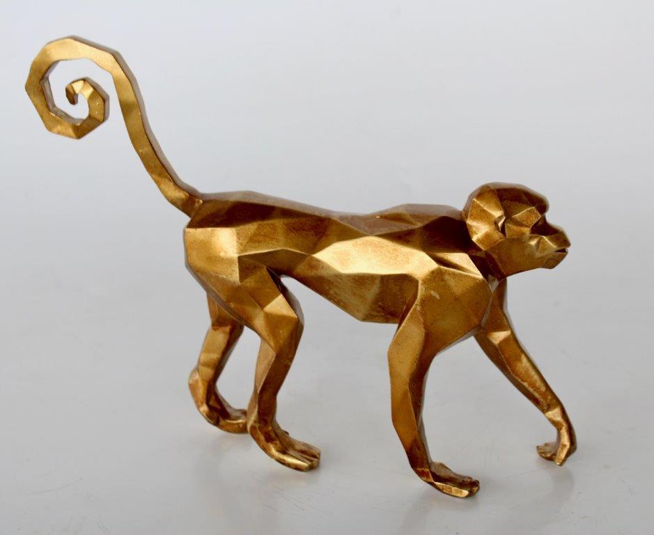 GOLD ORIGAMI MONKEY 13X30CM