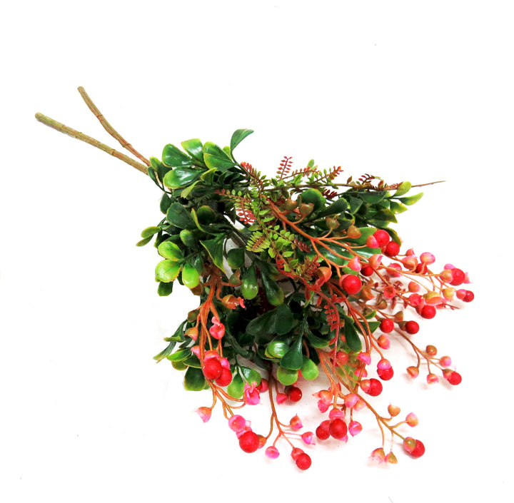 The Beauty Berry Bunch is a stunning 44cm arrangement of delicately shaded pink berries, leaves, and tiny ferns. Its artificial construction ensures a flawless display that will add a touch of beauty to any space. Experience the glorious burst of color and expert craftsmanship of this dreamy bunch-UNIQUE INTERIORS