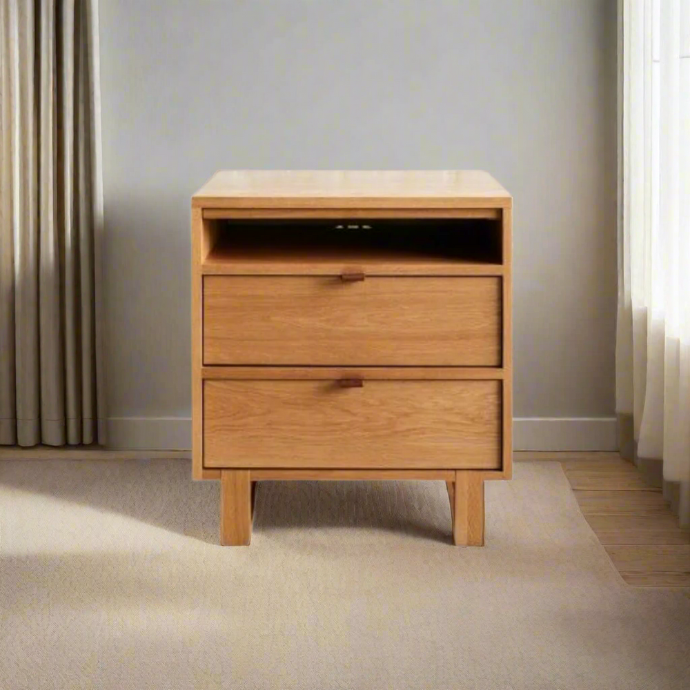 Norton Oak Pedestal

Elevate Your Bedroom with Style and Functionality
Introducing our sleek Norton Oak&nbsp;2-Drawer Bedside Pedestal, expertly crafted with high-quality sealants and finishes. Perfect for any bedroom, its compact dimensions (500W x 500D x 600H) provide ample storage without compromising on style.
Key Features: