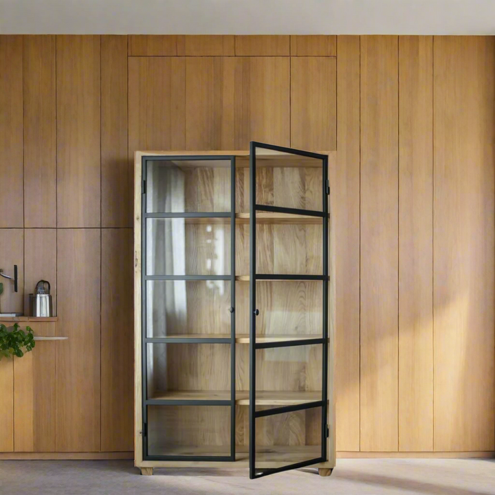 Oddessa Wood &amp; Metal Doors Cabinet
Bring elegance to your space with the custom made Oddessa Wood &amp; Metal Doors Cabinet expertly crafted from high-quality oak.