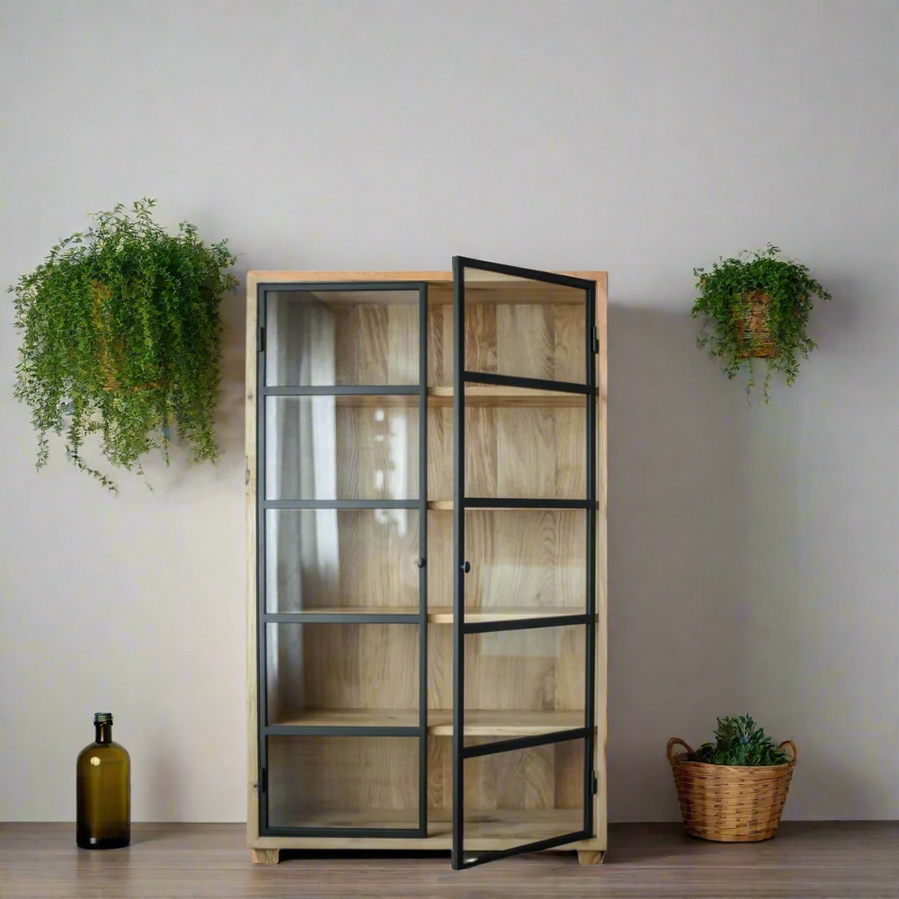 Oddessa Wood & Metal Doors Cabinet
Bring elegance to your space with the custom made Oddessa Wood &amp; Metal Doors Cabinet expertly crafted from high-quality oak.