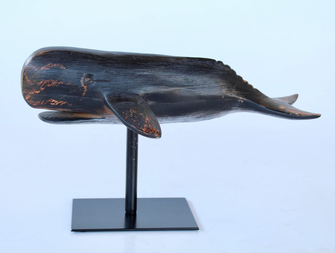 SMALL BLACK WHALE ON STAND 21X21.5X10CM