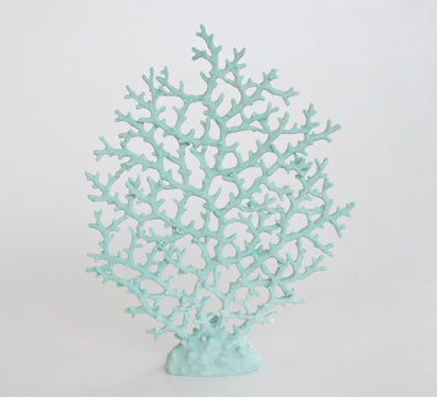 LARGE PALE TURQUOISE FAN CORAL 48X35CM