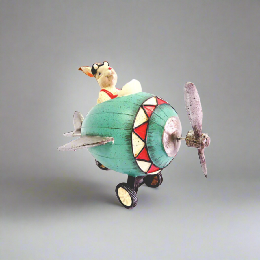 Maverick Rabbit
Product Description
Get ready for takeoff with the Maverick Rabbit! This charming, handcrafted figurine measures 24cm x 16.5cm x 17cm and features intricate details, including moving wheels and goggles. Its sturdy design makes it a delightful addition to any collection