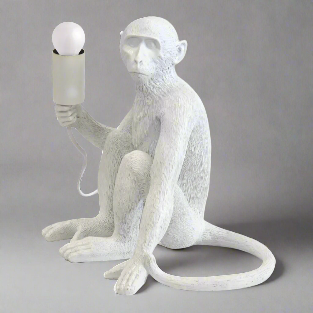 Resin Monkey Lamp
Add a touch of modern whimsy to your space with the stylish Resin Monkey Lamp, a unique and eye-catching lighting solution.
Design Features:
Dimensions: 30cm (Height) x 30cm (Width)
Crafted from high-quality resin for durability and elegance
Excludes globe, allowing for customizable lighting options
Style Your Space:
Perfect for adding a pop of personality to your living room, bedroom, or office
Ideal for those seeking a conversation-starting piece
Easily pairs with various decor styles