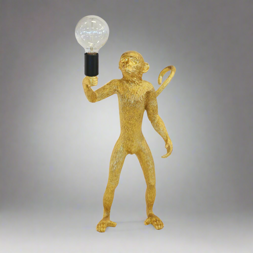 Resin monkey standing gold