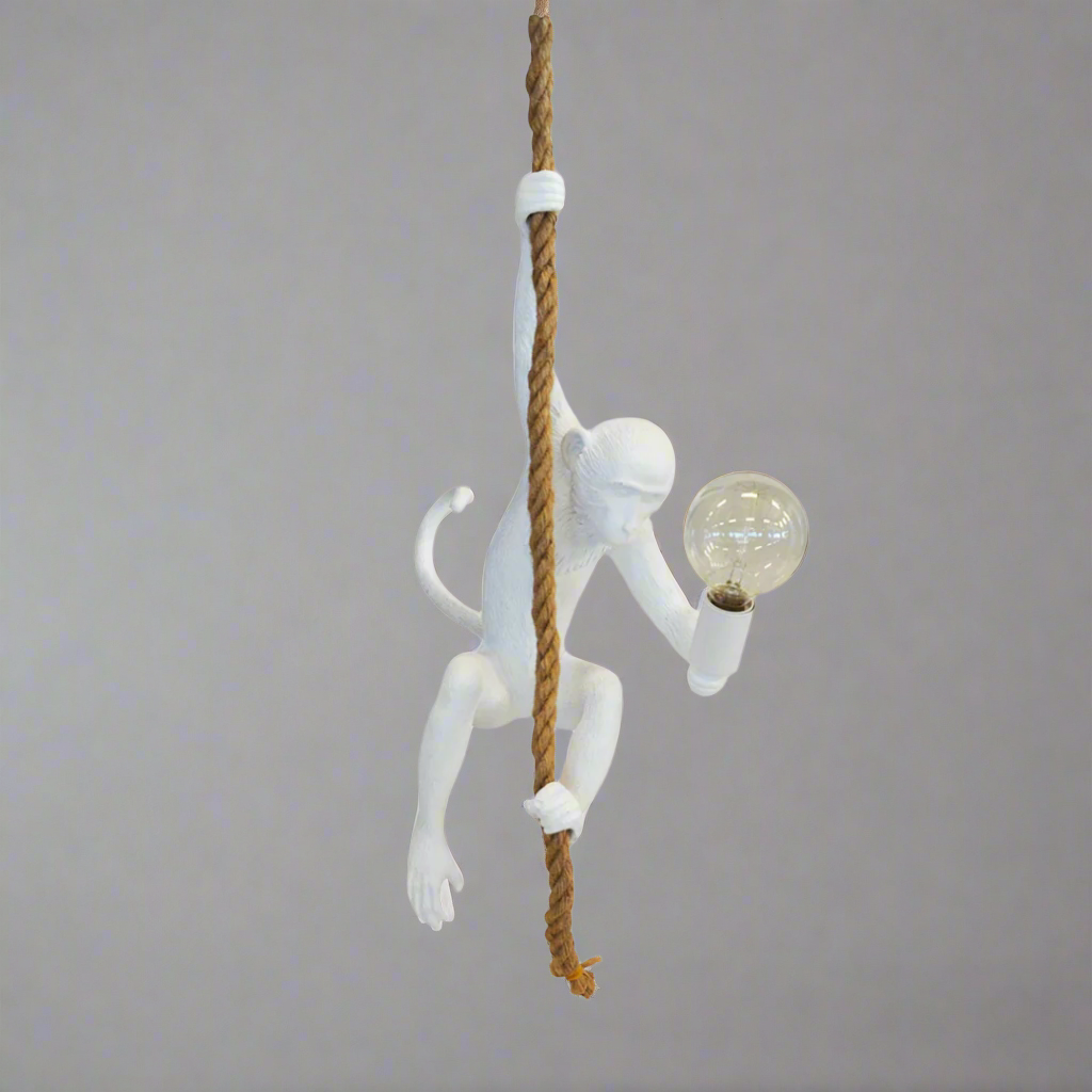 Resin Monkey on Rope White Hanging Light
Elevate your home interior with the exquisite Resin Monkey on Rope White Hanging Light, a one-of-a-kind decorative piece that adds elegance and whimsy.
Design Features:
Height: 70-80cm
White resin finish provides a clean, sophisticated look
Unique monkey on rope design creates a stunning focal point
Interior Style:
Perfect for living rooms, bedrooms, offices, and hallways
Complements modern, bohemian, and coastal interior styles
Adds a touch of personality and charm 