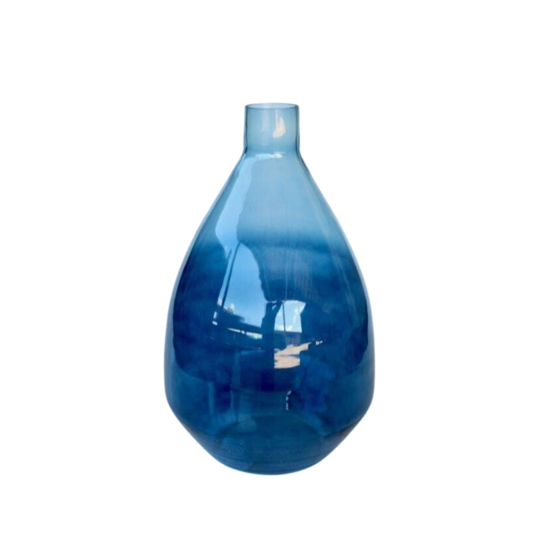 Extra large blue ombre glass vase 50X30cm