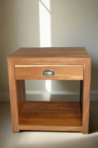 Solo Block kiaat classic bedside pedestal with 1 drawer