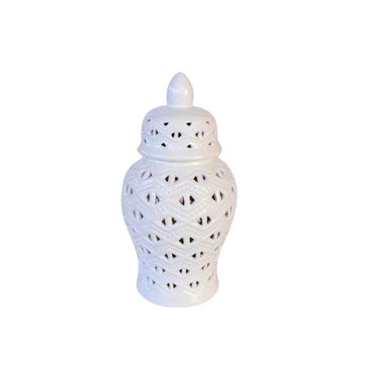 Medium White  Cut-Out Ginger Jar 36X37CM