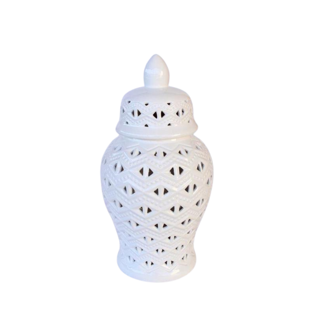 Large White  Cut-Out Ginger Jar 47X23CM