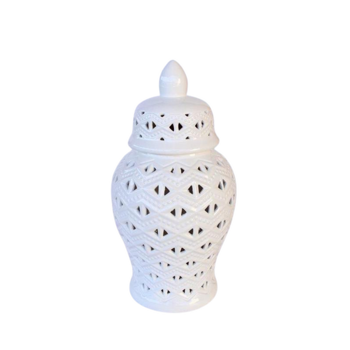 Large White  Cut-Out Ginger Jar 47X23CM