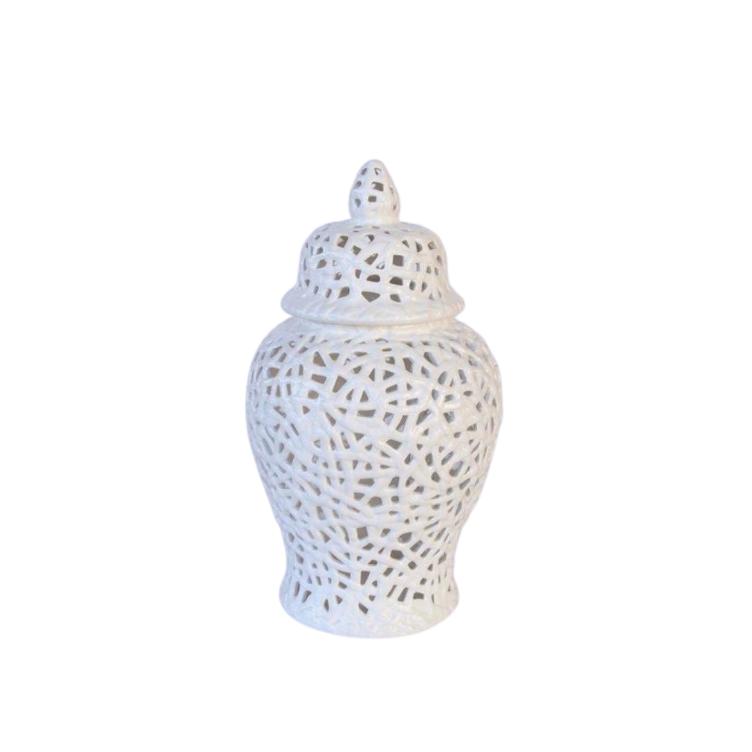 White Lattice Ginger Jar 42X23CM