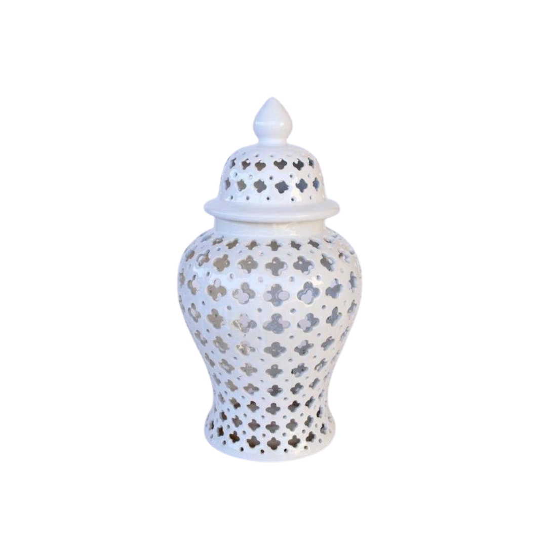 Medium White Cut-Out Ginger Jar 45X23CM