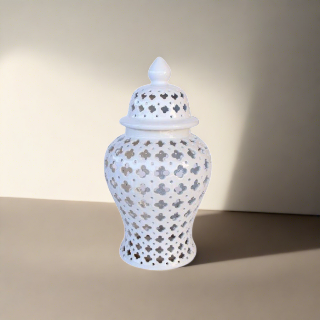 Medium White Cut-Out Ginger Jar 45X23CM