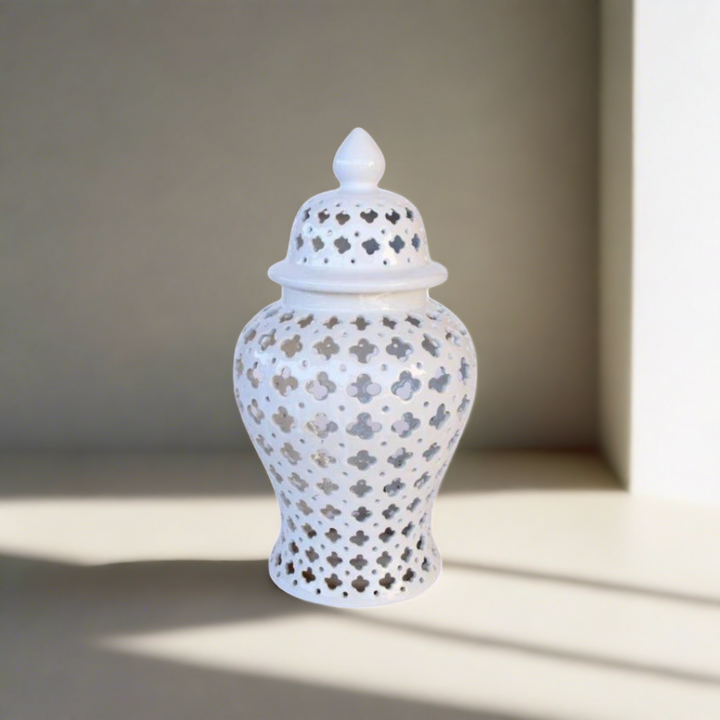 Medium White Cut-Out Ginger Jar 45X23CM